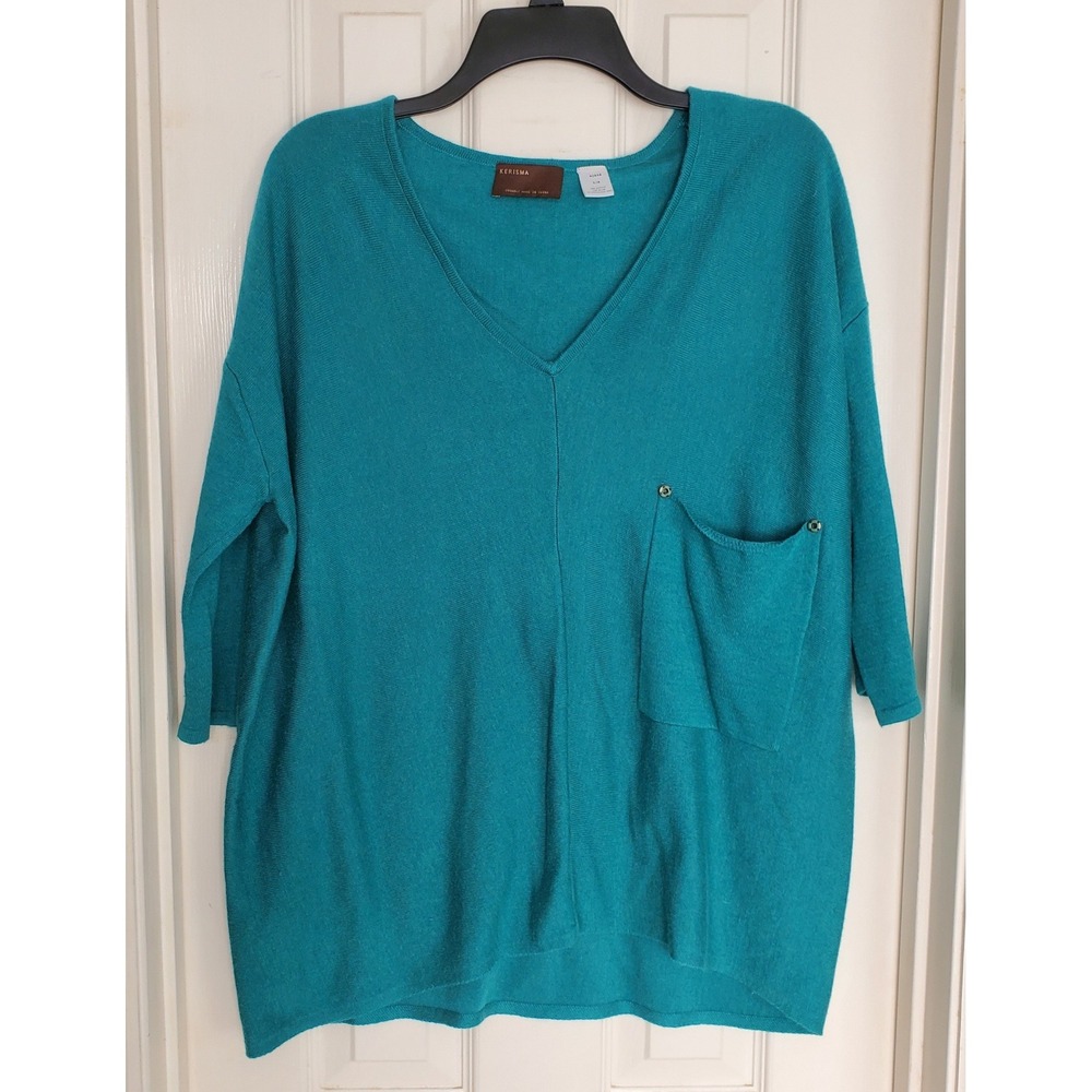 Kerisma Raven Sweater Slouchy Oversize Lightweight Knit Wool Blend Teal Boho S/M - Picture 2 of 7